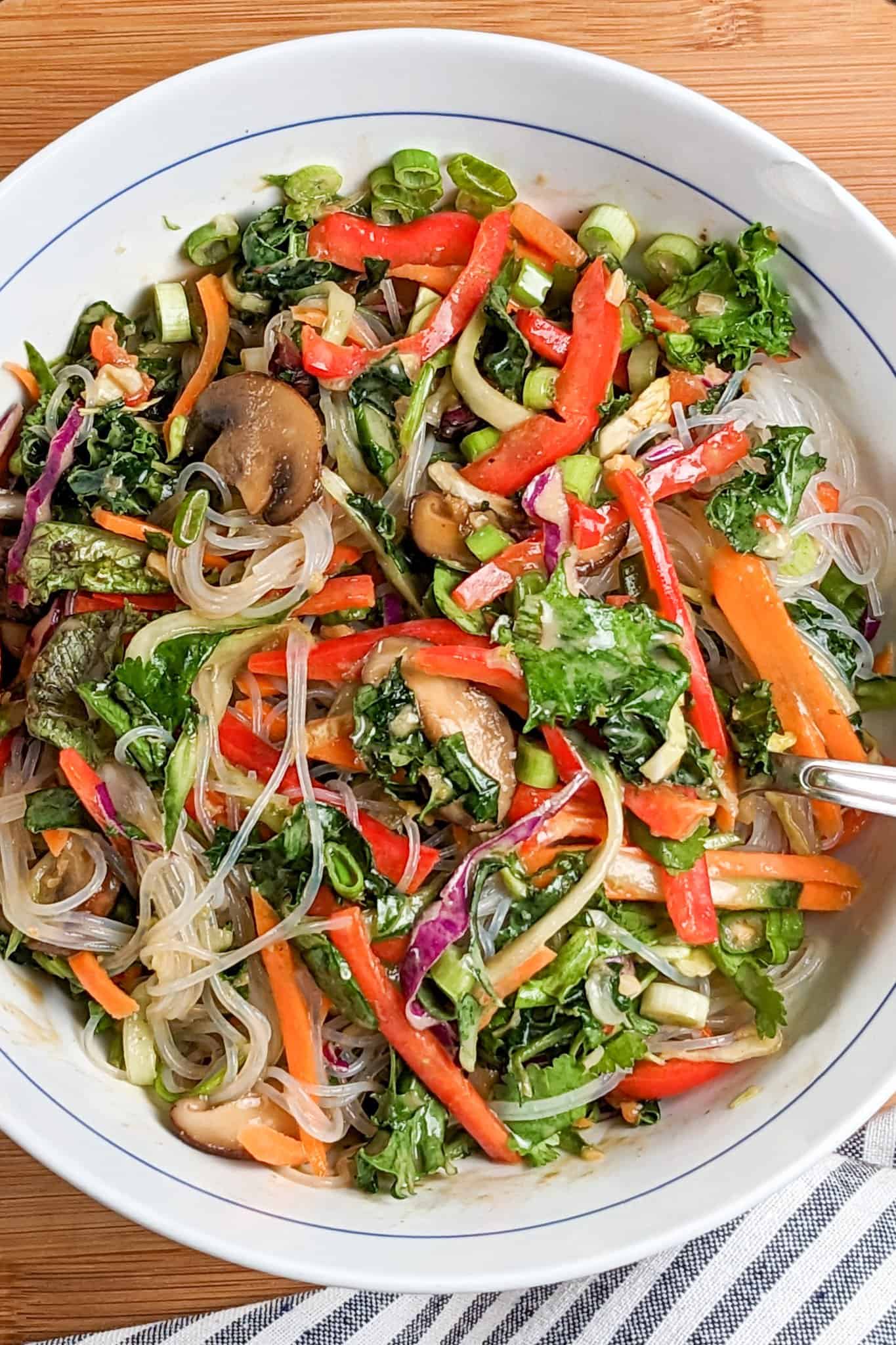 Fresh Hoisin Mushrooms Noodle Bowl with Spicy Peanut Sauce - Just Maika ...