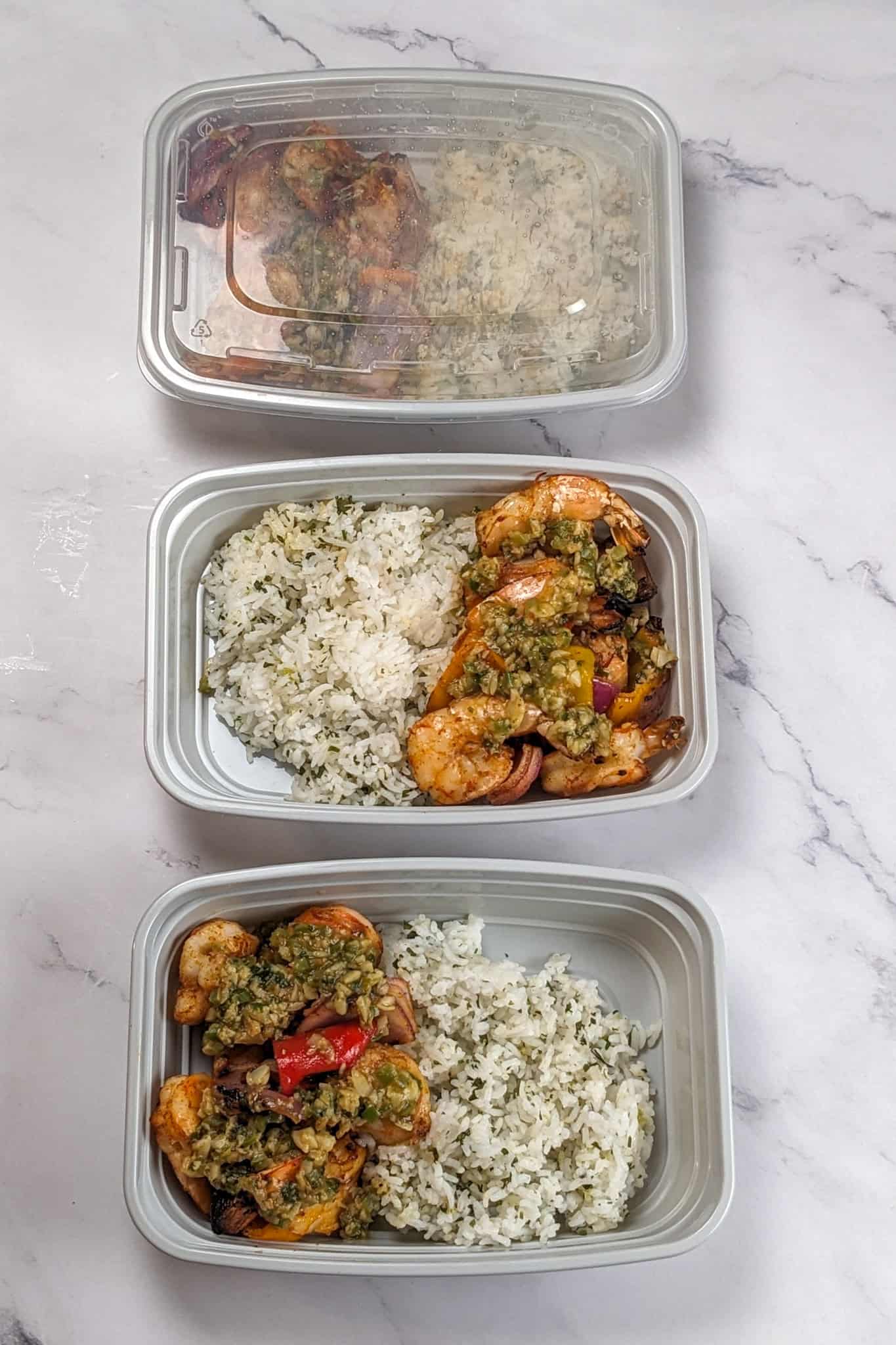 the recipe in meal prep containers.