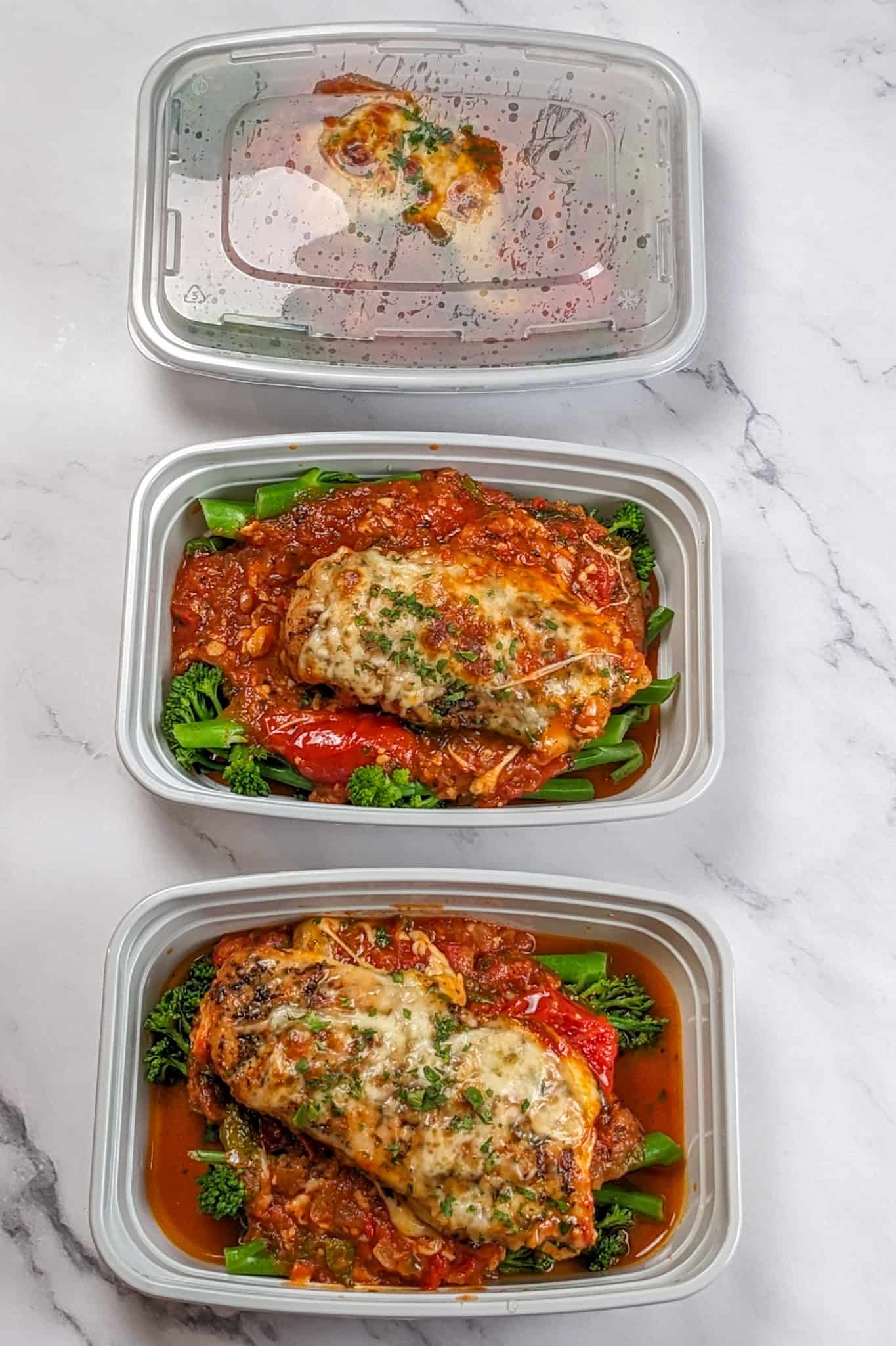 the recipe in meal prep containers.