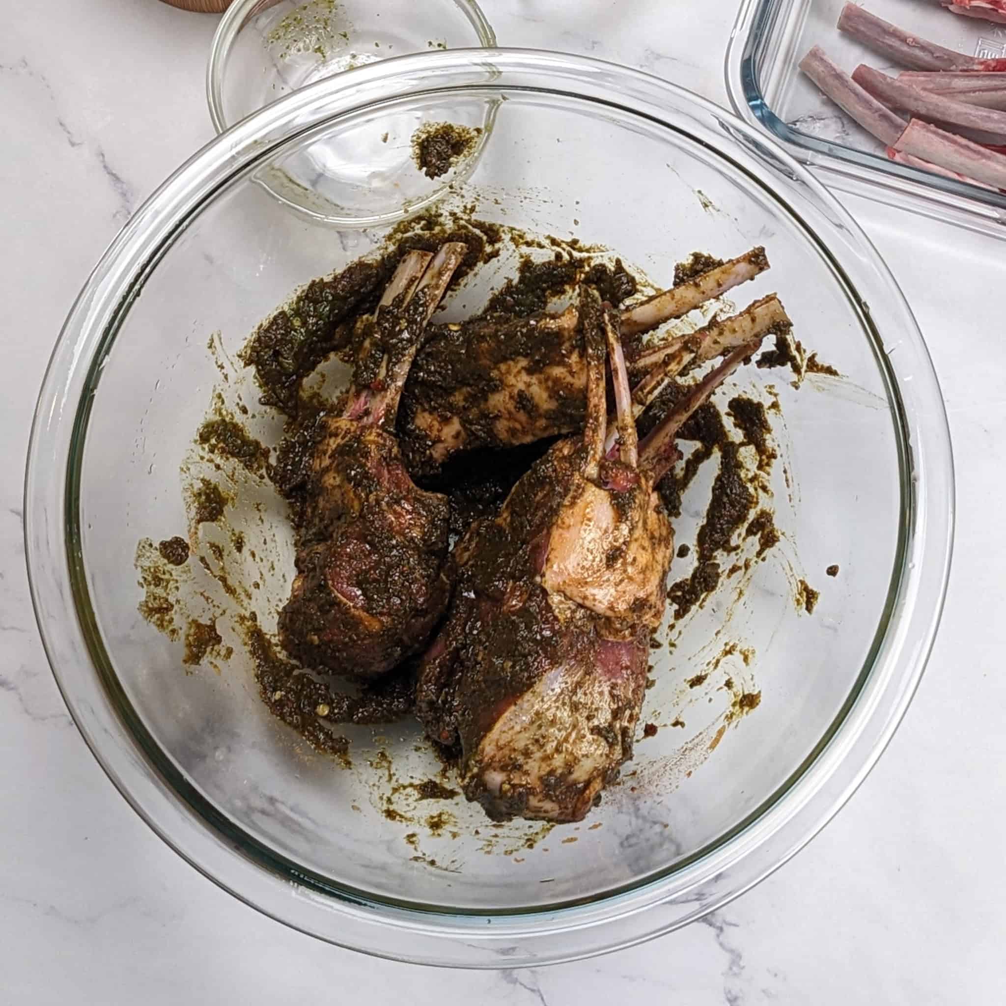 zhug ras el hanout marinated lamb chops.