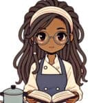 animated chef maika reading a cookbook.