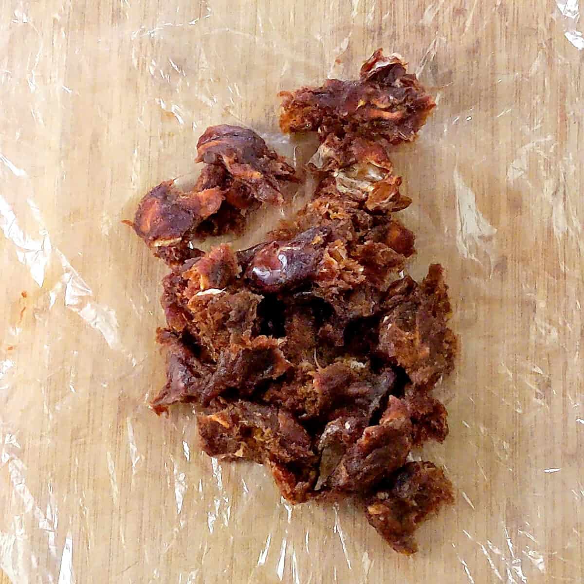 tamarind pulp pulled into several small pieces.