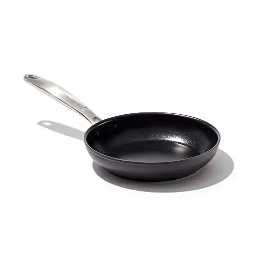 OXO Enhanced 8" Frying Pan Skillet, PFAS-Free Ceramic Nonstick, Durable Hard Anodized Cookware, Scratch Resistant, Stainless Steel Handle, Good Grips, Dishwasher/Oven Safe, Black