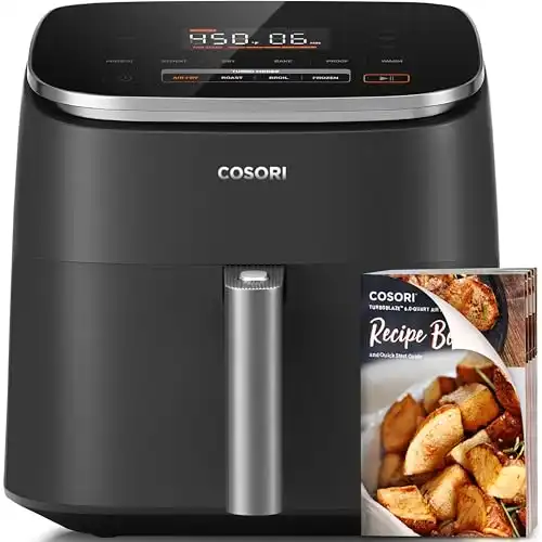 COSORI Air Fryer 9-in-1, Compact & Large 6-Qt, Fast Turbo Modes, 90-450 F Evenly Results with Precise Temperature Control, 95% Less Oil, Roast, Bake, Dry, Reheat, Frozen, Broil, Proof, Grey