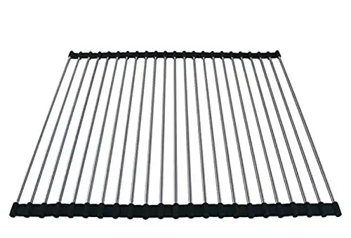 Ahyuan Roll up Dish Drying Rack Over The Sink Kitchen Roll up Sink Drying Rack Portable Dish Drainer Foldable Dish Drying Rack (Black, 20.5''X16.9'')