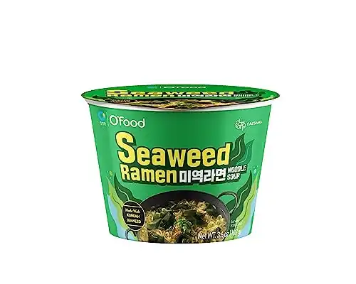 O'Food Seaweed Ramen, Made Korean Seaweed, Korean Instant Cup Noodle, Best Tasting Bowl Soup, Savory and Delicious Broth Perfect for Hangover, Ready to Eat, 0 Trans-Fat, NO MSG, 3.6 oz (Pack of 6...