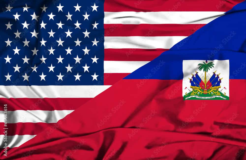 Haitian and United Sates of American Flags.