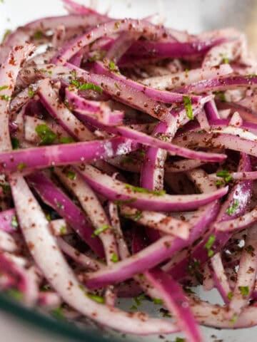 sumac onions in a bowl.