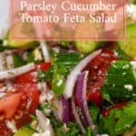 Parsley Cucumber Tomato Feta Salad pinterest pin.