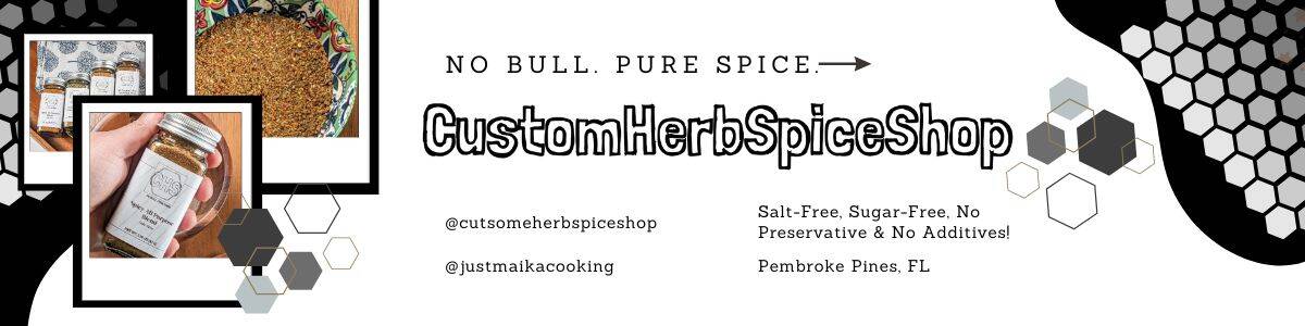 shop banner that has the information of the company of custom herb spice shop.